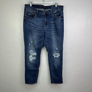 Judy Blue Jeans Womens 16W Blue Boyfriend Fit Distressed Ripped Stretch Denim
